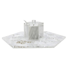 Load image into Gallery viewer, HD30 Simonim Tray With Hexagone Honey Dish on Lazy Susan - Marble
