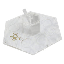 Load image into Gallery viewer, HD30 Simonim Tray With Hexagone Honey Dish on Lazy Susan - Marble
