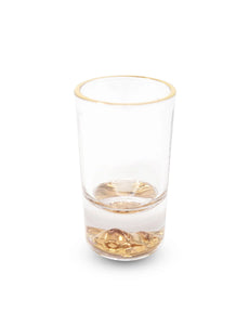 VLG3930 Set of 6 Liquor Glasses with Gold Rim and Gold Reflection Base