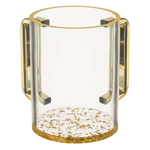 UK40175 Perspex Clear Washing Cup 13 cm - Gold Sparkles