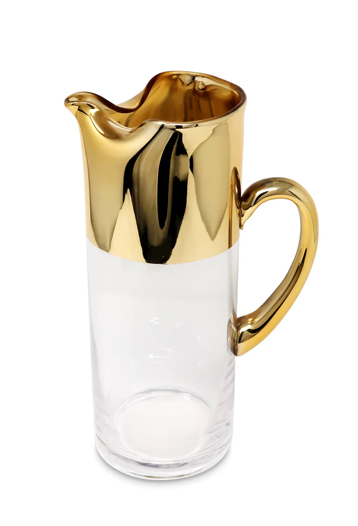 VPG4982 Glass Pitcher with Gold Handle and Top