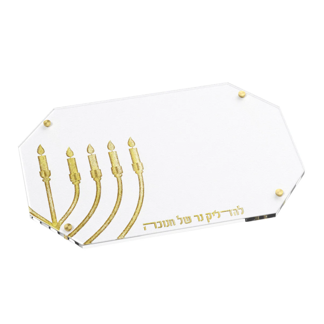 CHTLE02G Leatherite Chanukah Tray v2 - Gold