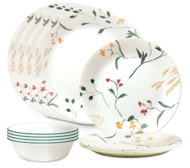 CORELLE MUGLESS RD. 12 pc SET WILDFLOWER SCATTER