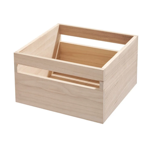 Wood Handled Bin 10 x 10 x 6.25 - Natural