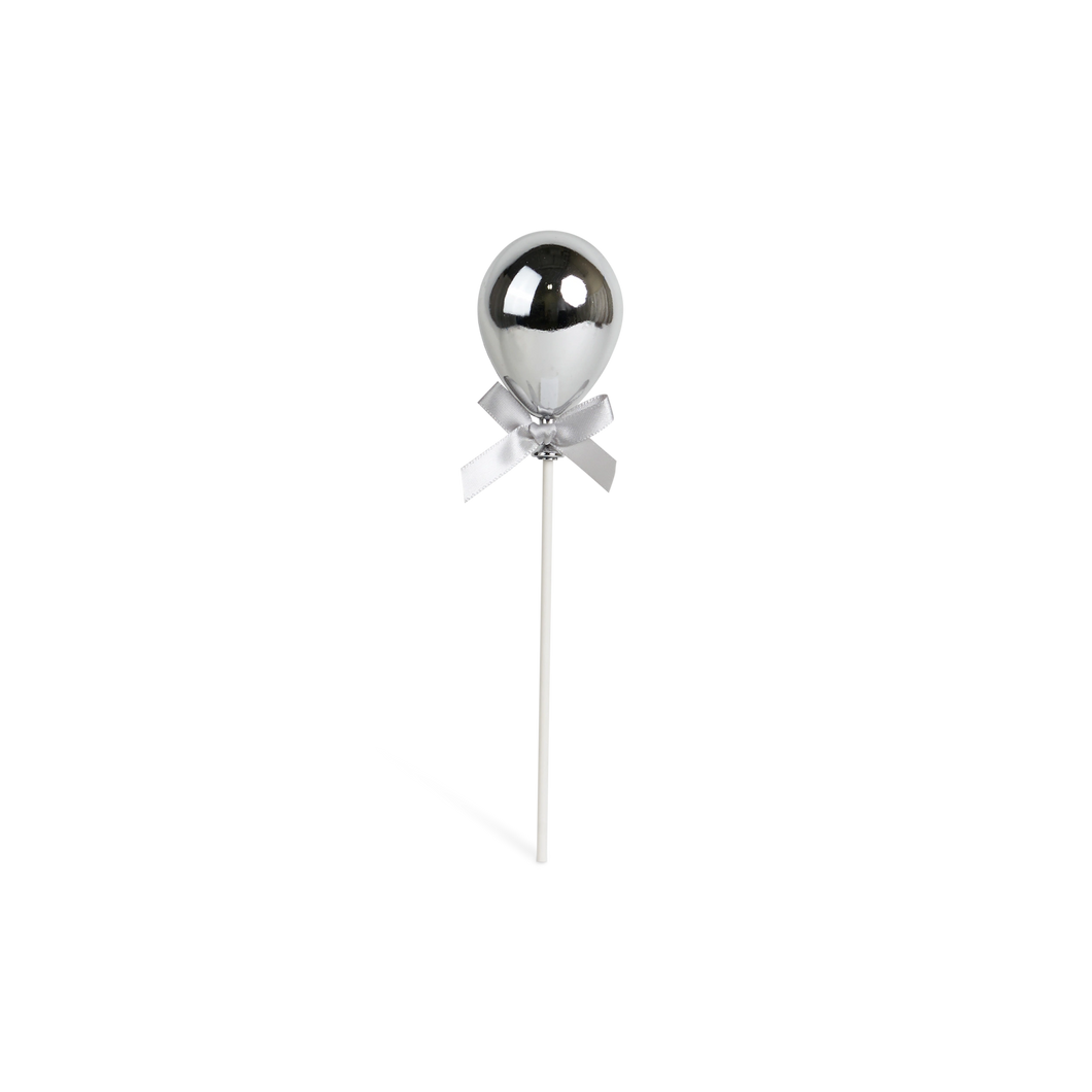 Balloon on a stick 20 cm 24 pc Silver.