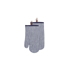 Chambray Stripe Oven Mitt Set of 2 Blue