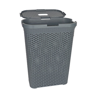 1664 Slim Plastic Laundry Hamper ,Grey