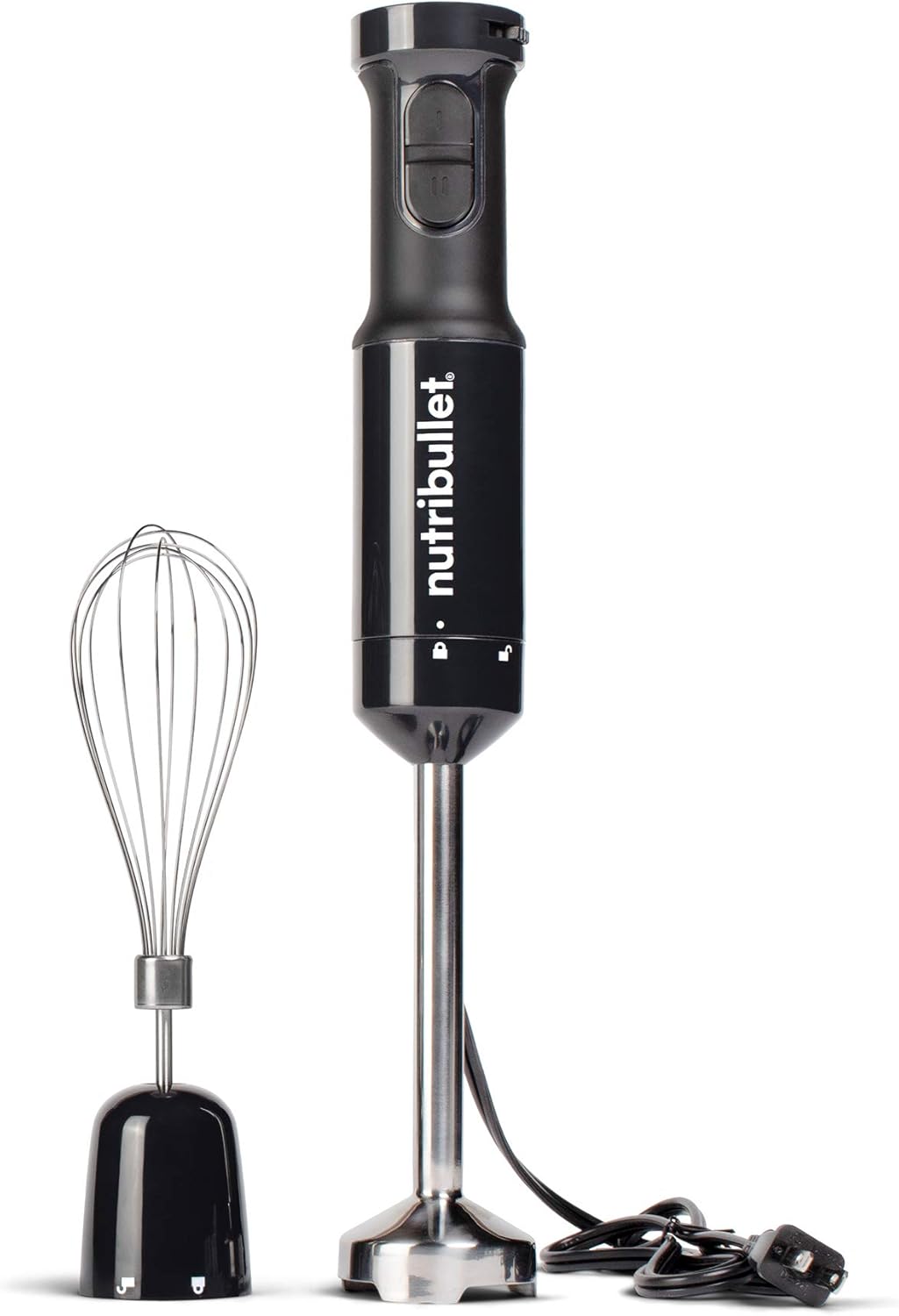 nutribullet NBI50100 Immersion Blender Arm & Whisk Attachment, For Smoothies, Soups & Dips, 350 Watt, Charcoal Black