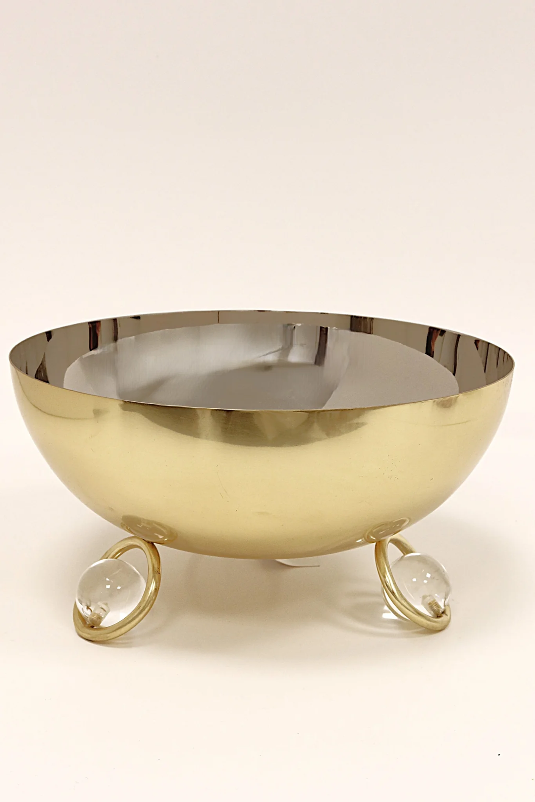 SB4250 Large Salad Bowl Silver Inner Gold Outer with Clear Ball Legs - 12