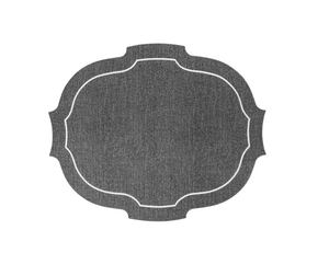 Paris Placemat with White Embroidery - Denim Anthracite Grey