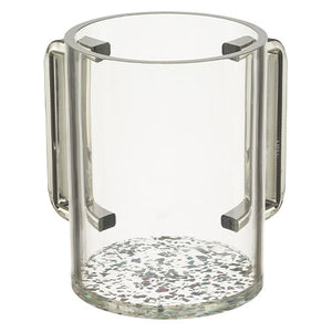 UK40174 Perspex Clear Washing Cup 13 cm - Silver Sparkles