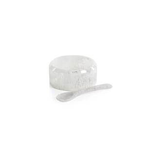 IN-7997 Krone Resin Condiment Bowl w/ Spoon White