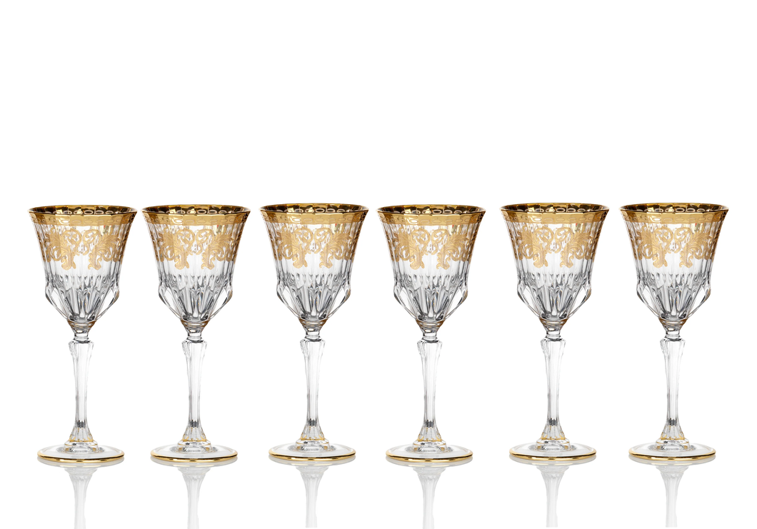 499 Clear Art Deco Wine Glass Set Of 6