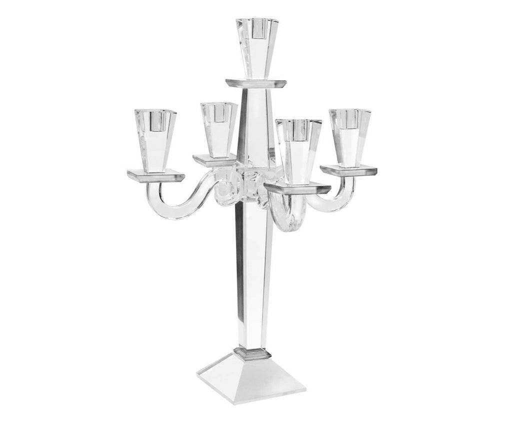 27560 JERU. 5 ARM CANDELABRA CLEAR