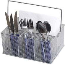 Load image into Gallery viewer, Mesh Cutlery  Utensil Caddy Silver
