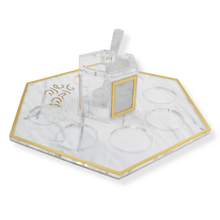 Load image into Gallery viewer, HD30 Simonim Tray With Hexagone Honey Dish on Lazy Susan - Marble
