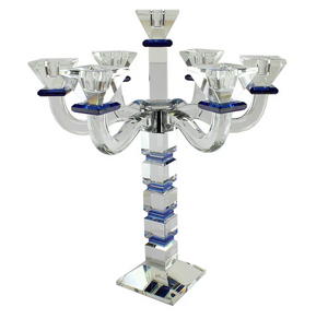 J-CSC7-BL Crystal Candelabra Blue Square Design 7