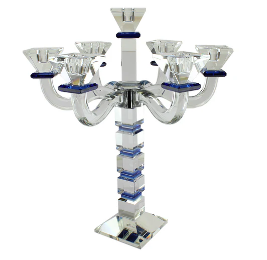 J-CSC7-BL Crystal Candelabra Blue Square Design 7