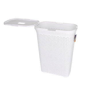 1664White Slim Laundry Hamper Basket, White