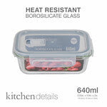 640ml Vented Rectangle pp lid High Borosilicate glass food container (FDA) - 640 ML