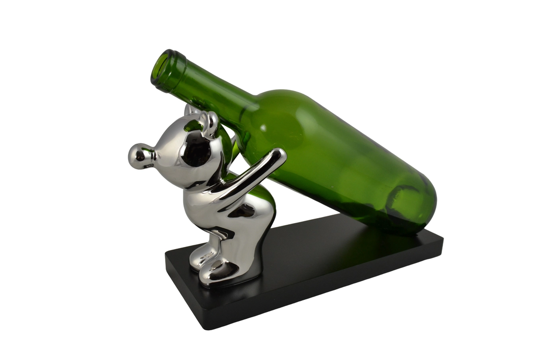 YT8709 10X6X4 Silver Bear Bottle Holder