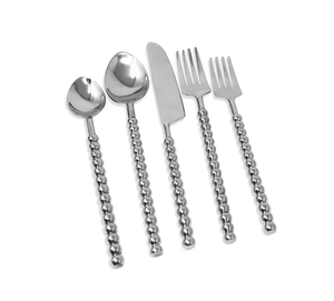 VF762S 20 Pc Flatware Set Stainless Steel with Beaded Handles - Service for 4 - Dishwasher Safe