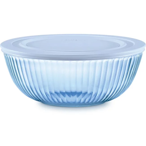 PYREX-TINTED MIXING BOWL w/COV 4.5 qt. BLUE