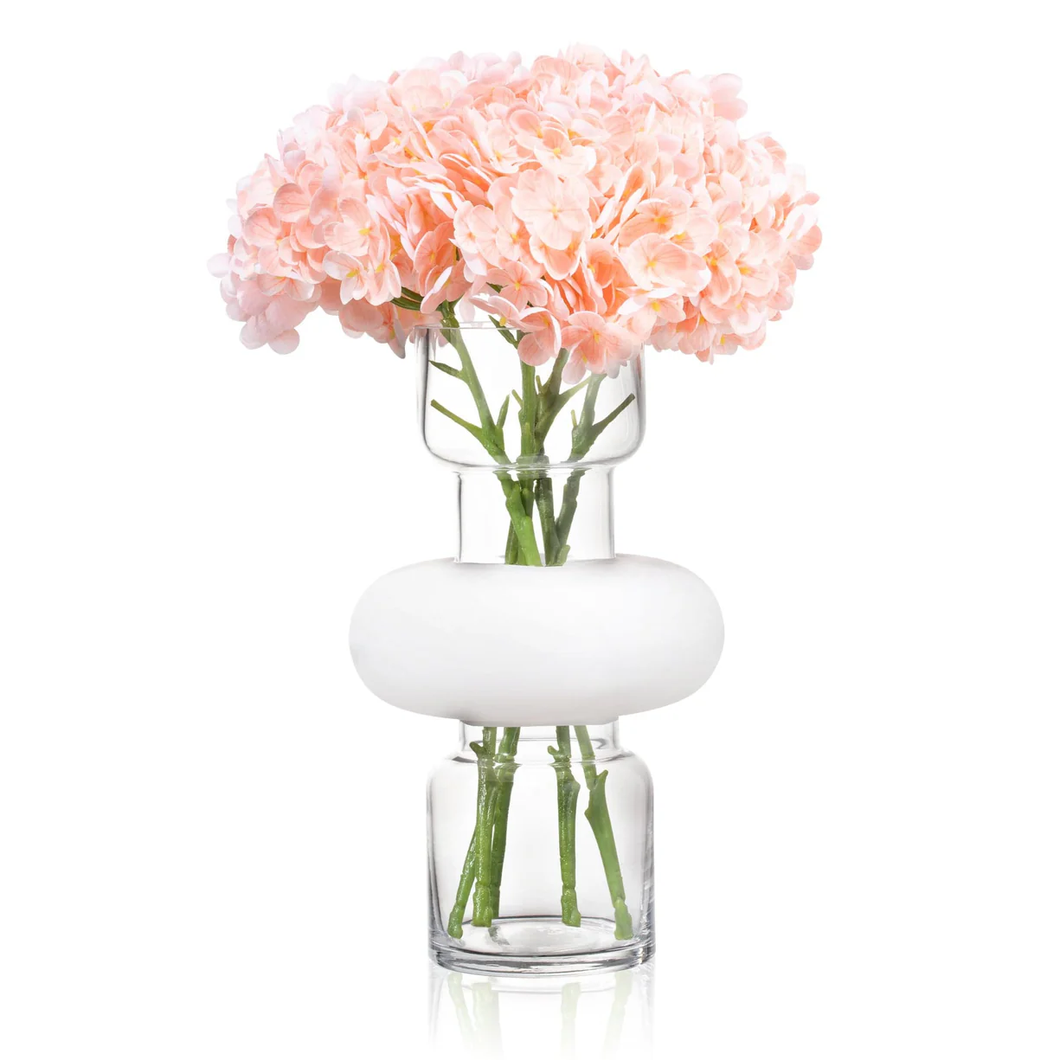 VAF-T-W-C-PE Vase FLower - Tall - White / Clear Peach