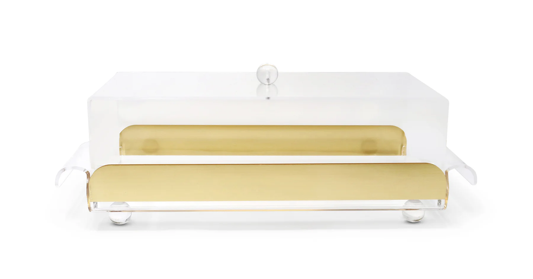 VST4430 Rect. Serving Tray with Cover, Gold Sides