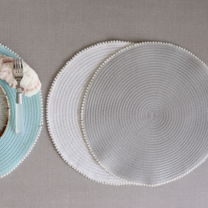 Pearl Trimmed Round Placemat White