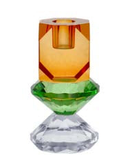 VCH4072 Tricolored Crystal Candlestick - Amber/Green/Pink