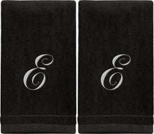 Load image into Gallery viewer, Black Monogrammed Towel - White Embroidered - Initial E
