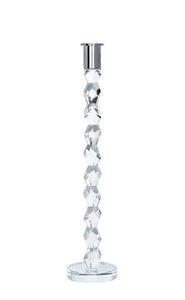 VCH3990 Crystal Dimensional Candlestick with Silver Tip - 11.25"H