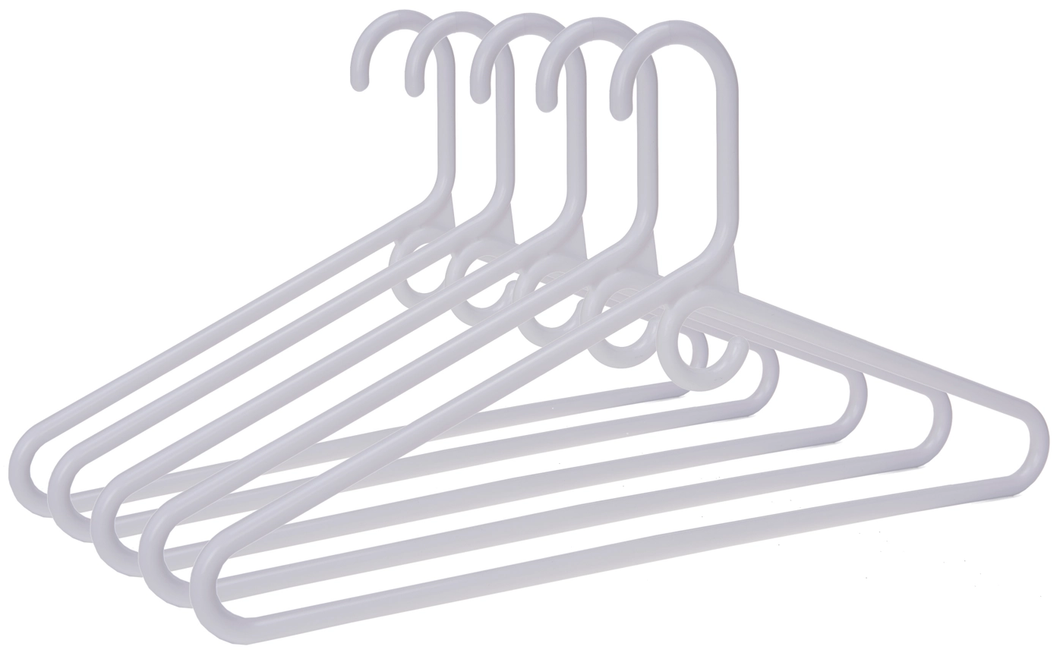 P031 Plastic Heavy-Duty Hanger White 5 Pack