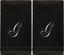 Load image into Gallery viewer, Black Monogrammed Towel - White Embroidered - Initial G
