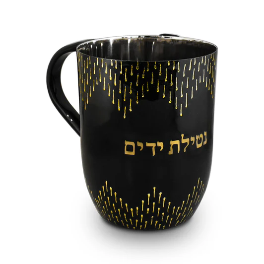 J-WCSS-01- GBLK Black Wash Cup with Drizzle Design