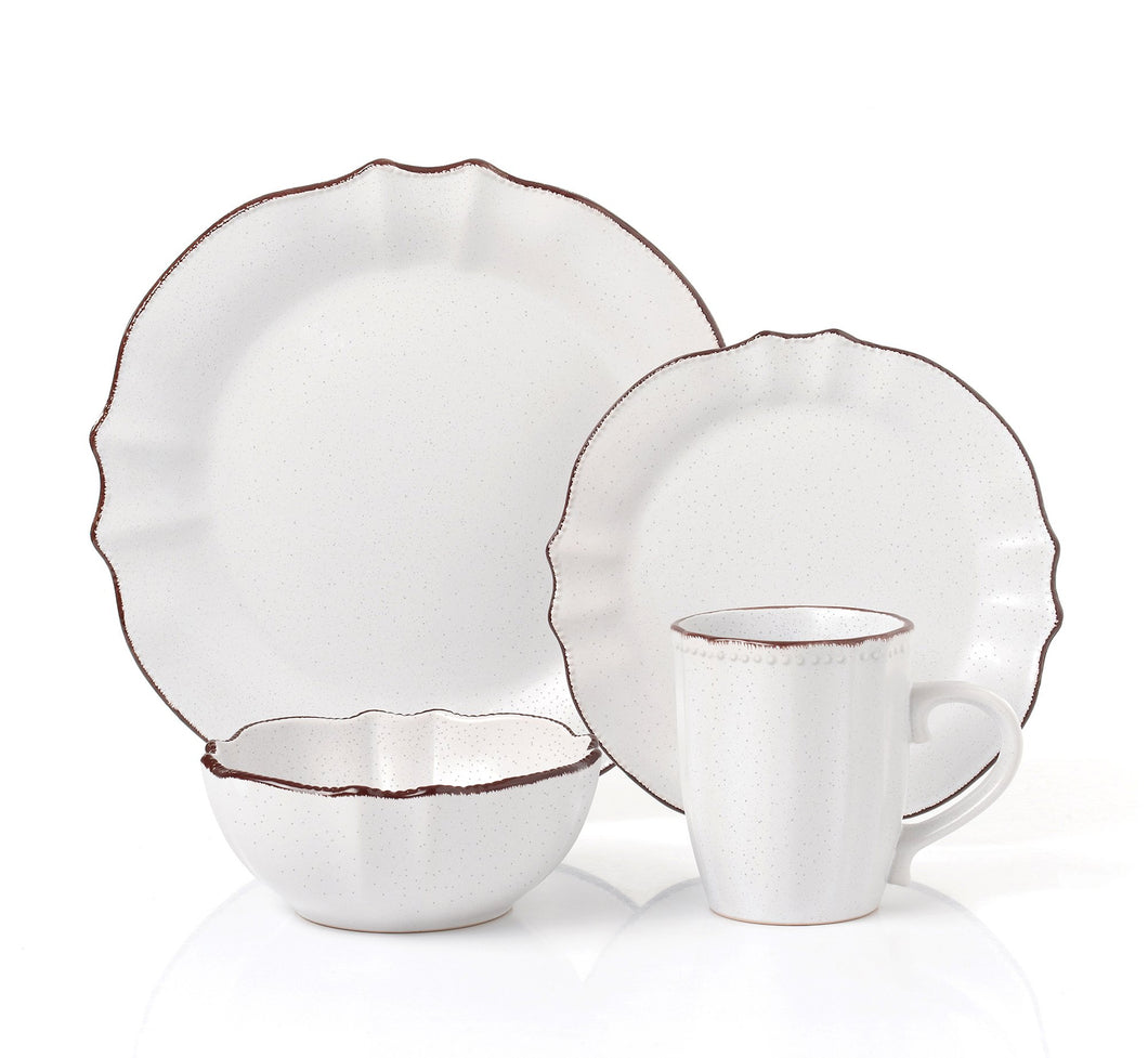 LH536 Scalloped White Dinnerware Service For 4