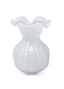 VWV5023 White Glass Vase Medium 6.25"D x 9"H