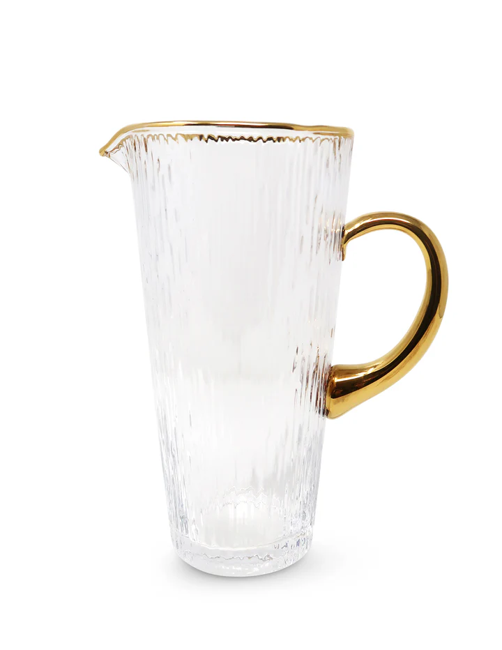 VPG4332 Clear Pitcher with Gold Handle and Rim