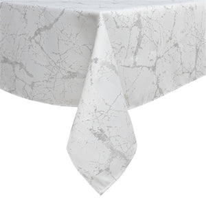 TC1306  Tablecloth  Jacquard - Marble White/Silver DIS