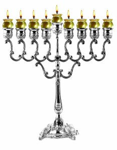 Silver Plated Oil Menorah 14" Height