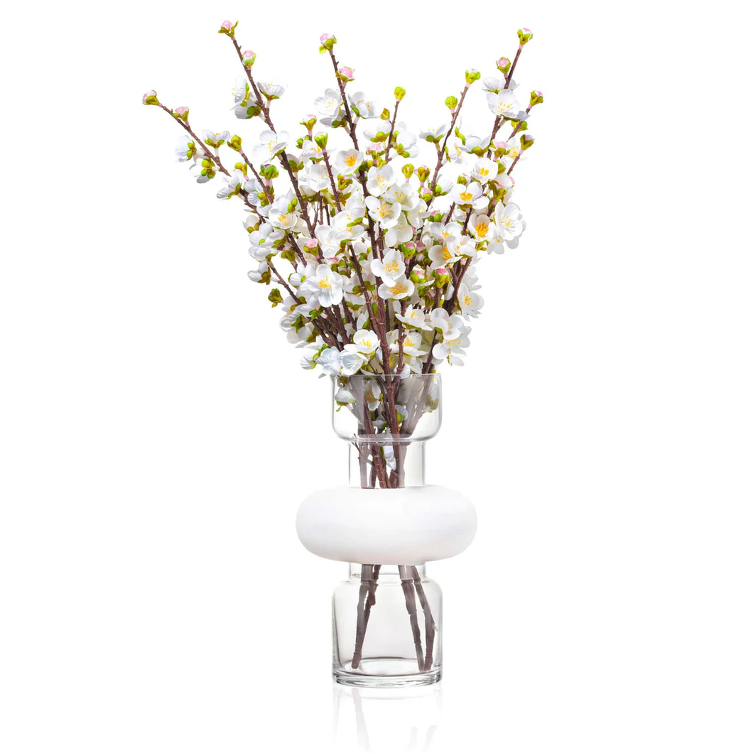 VAF-T-W-C-PB Vase FLower - Tall - White / Clear Peach Blossom