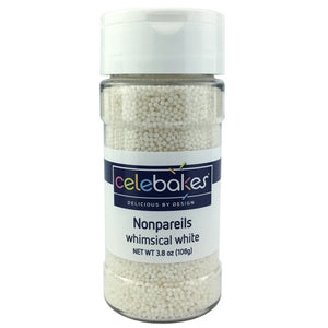 Celebakes Whimsical White Nonpareils, 3.8 oz.