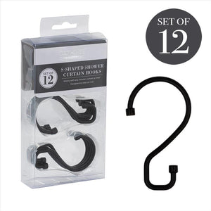 S-Hook Shower Curtain Rings - Matte Black