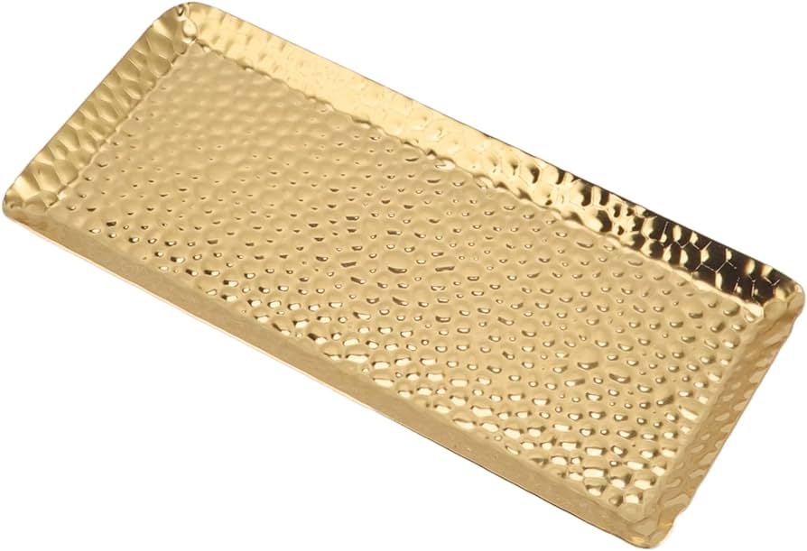 16090 11X7 GOLD Hammered Rectangle Serving Tray