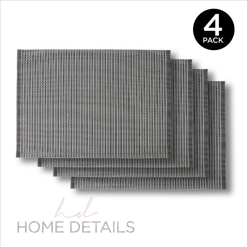 Woven Look PVC Placemat 12X18 Inch - Grey