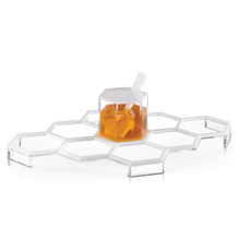 Load image into Gallery viewer, HCST-WHT Honeycomb Tabletop Simanim Tray- White Marble Lucite
