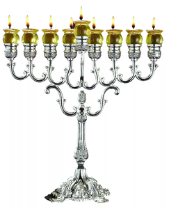 Silver Plated Oil Menorah 16.5" Height