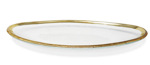 VT4429 Glass Oval Tray with Gold Rim