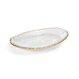 CH-5764 Clear Textured Bowl with Jagged Gold Rim - Large